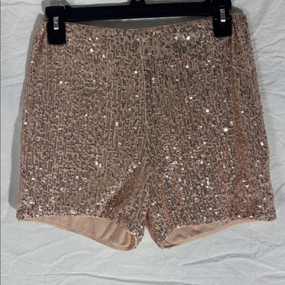 Hera Collection Rose Gold Sequin Retro Look Bike Shorts (6)